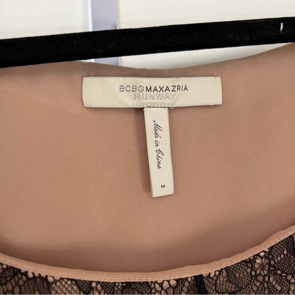 BCBG pleated lace blue black and coral evening dress - Picture 4 of 13